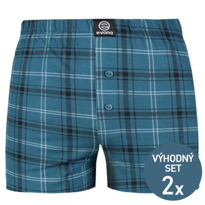 Pánské trenky MICHAL modrá kostka - 2 kusy