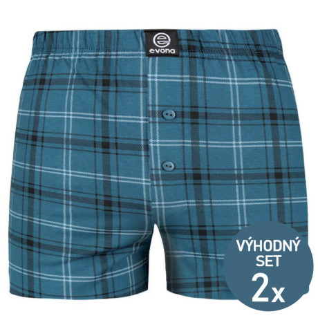 Pánské trenky MICHAL modrá kostka - 2 kusy