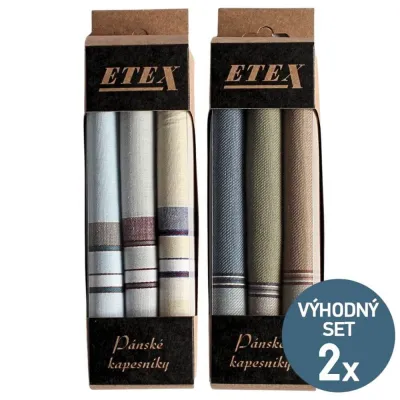 Dárkový set pánských kapesníků – 6 kusů v elegantním balení | KNITVA