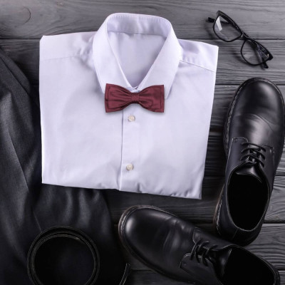 Pánský dvojitý motýlek vínový – česká kvalita | KNITVA