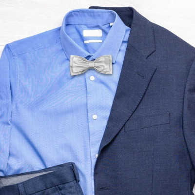 Pánský dvojitý motýlek stříbrný – česká kvalita | KNITVA