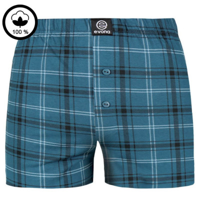 Pánské bavlněné trenky MICHAL – modré káro | Panskeponozky.eu