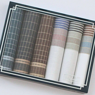 Bavlněné kapesníky pro pány v krabičce, sada 6 kusů | KNITVA