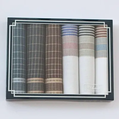 Bavlněné kapesníky pro pány v krabičce, sada 6 kusů | KNITVA