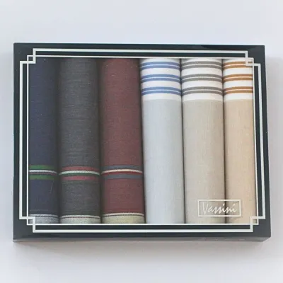 Bavlněné kapesníky pro pány VASSINI 3 - sada 6 ks v krabičce | KNITVA