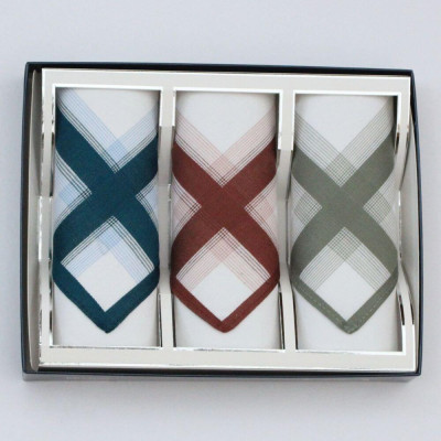 Bílé látkové kapesníky pro muže - dárkové balení 3 kusů | KNITVA