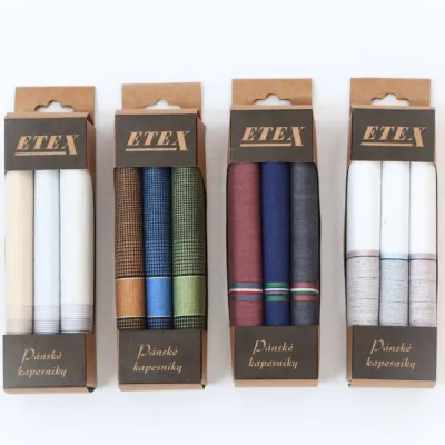 Klasické látkové kapesníky pro pány - sada 3 kusů | KNITVA