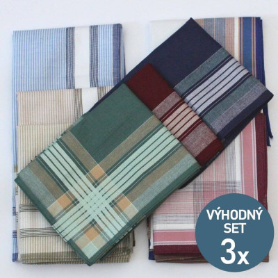 Kvalitní pánské bavlněné kapesníky - velká sada 18 kusů | KNITVA