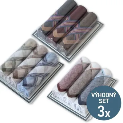 Pánské kapesníky VLNKY III - výhodná sada 9 kusů | Panskeponozky.eu
