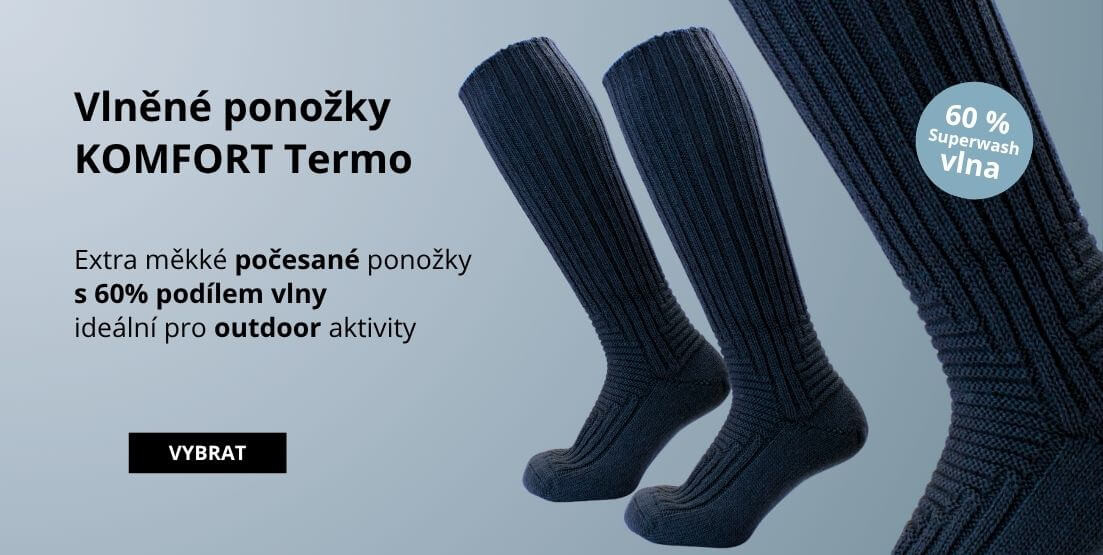 Vysoké ponožky s vlnou KOMFORT TERMO modré