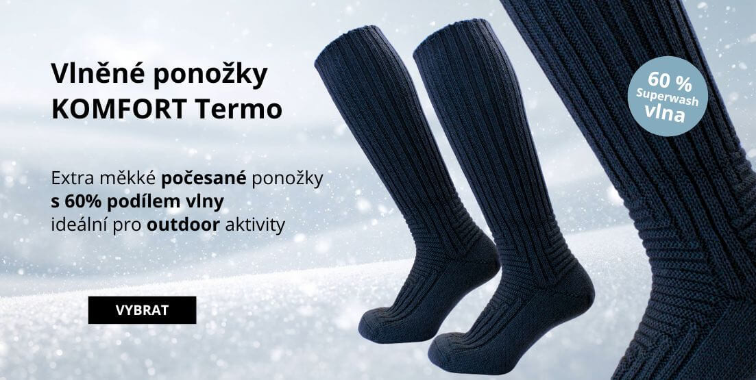 Vysoké ponožky s vlnou KOMFORT TERMO modré
